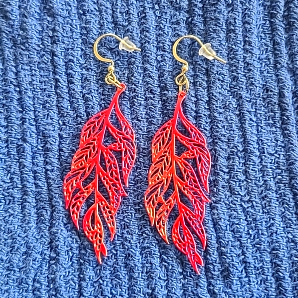 Handcrafted Iridescent Leaf Earrings